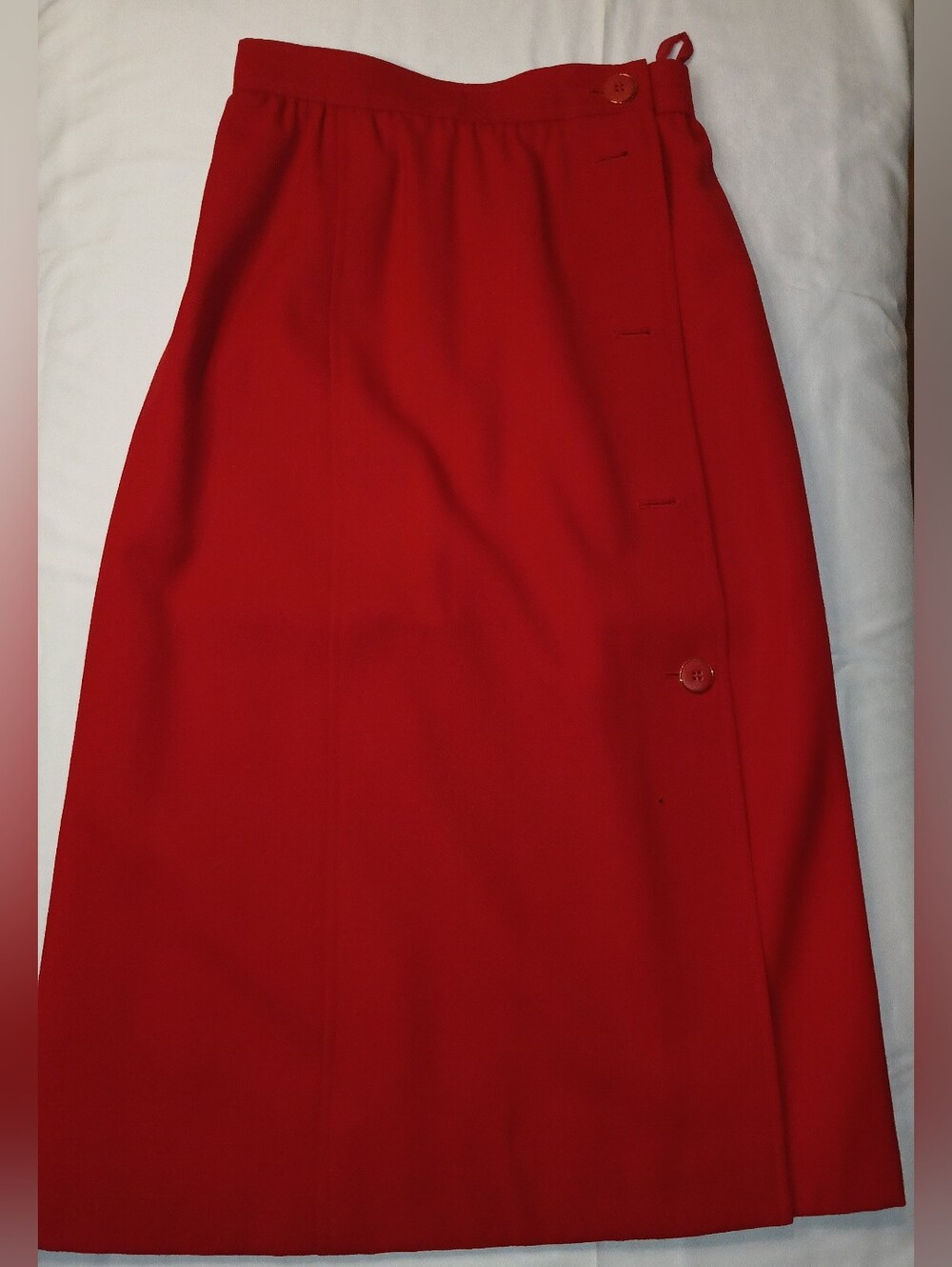 YSL RIVE GAUCHE Red Women's Button-Front Midi Skirt